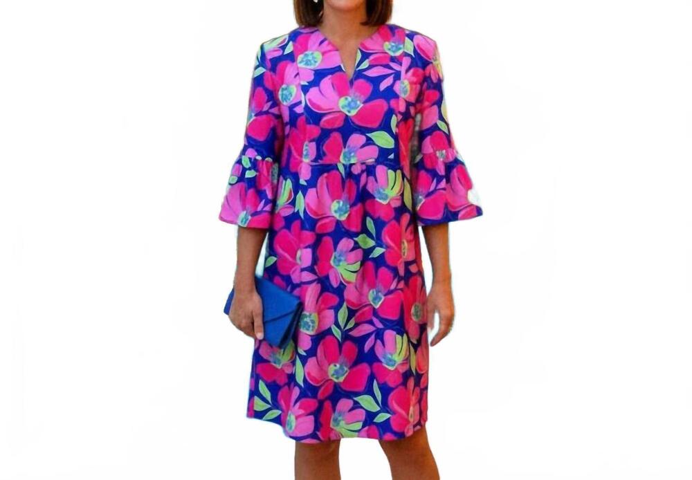 NEW KATHERINE WAY greenwich tunic dress in sugar magnolia cobalt